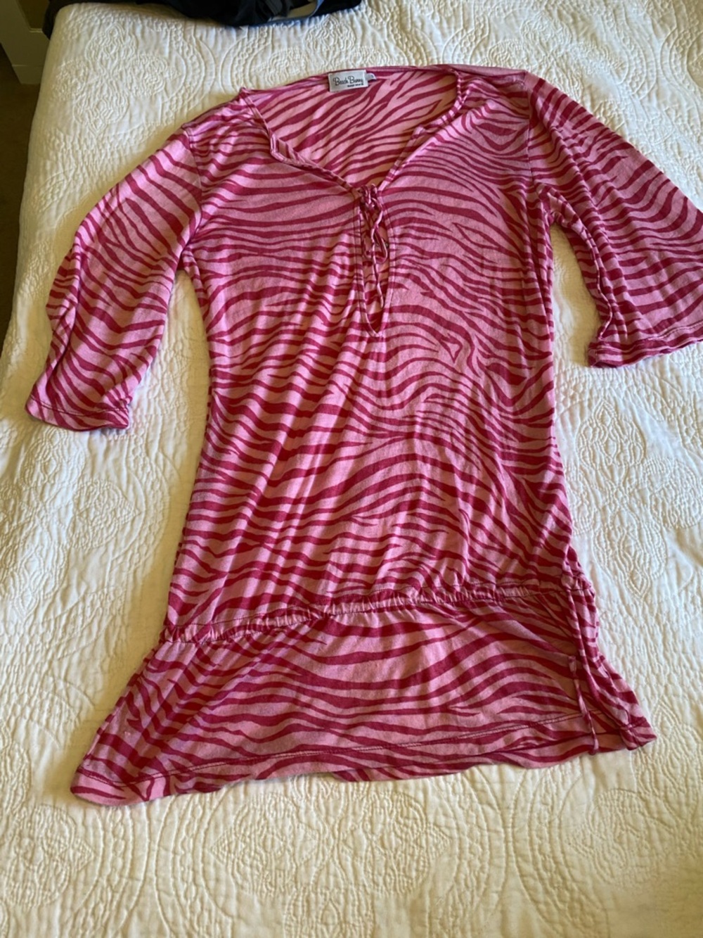 Beach Bunny Pink Zebra-Print V-Neck Swim Coverup